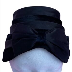 Vintage Turban Black Satin Fascinator Hat